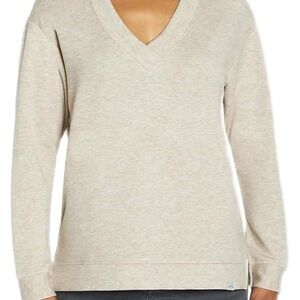 Orvis Women's V-Neck Sweater - Heather Oatmeal